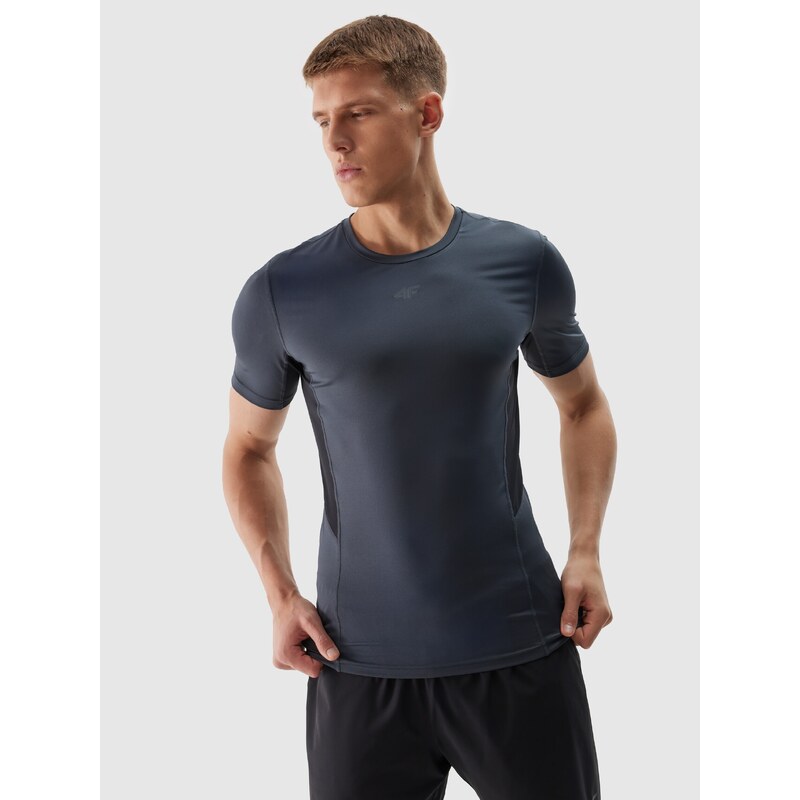 4F Men's slim training T-shirt made of recycled materials - graphite