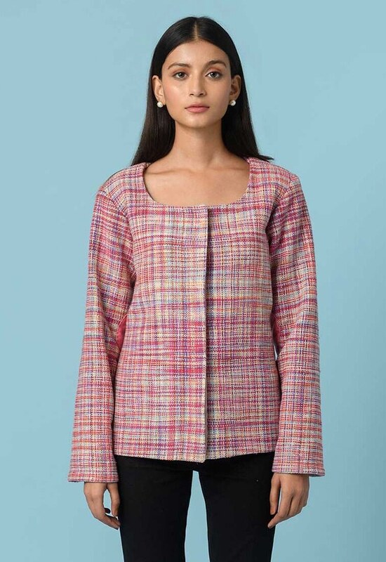 Aroop Pink Handwoven Jacket