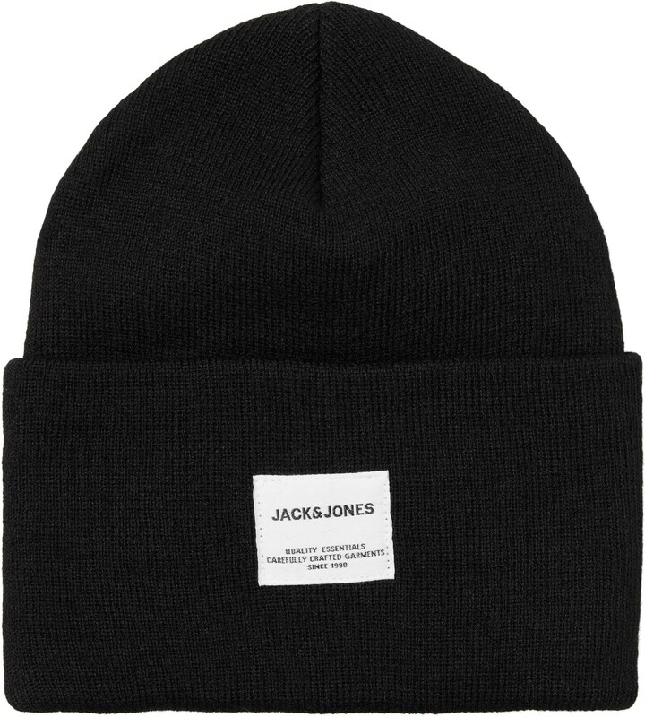 JACK & JONES Müts 'Long Knit' must / valge