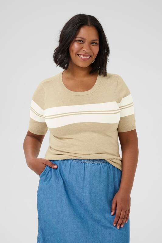 KAFFE CURVE Kampsun 'KClizzy' meleeritud beež / valge