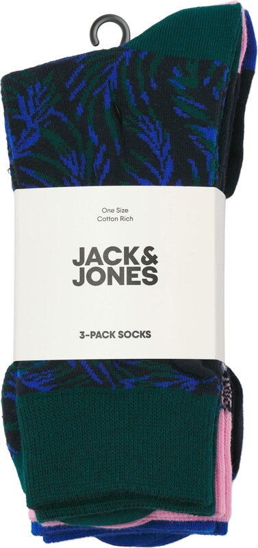 JACK & JONES Sokid 'JACTODD FLOWER' sinine / öösinine / kuusk / roosa