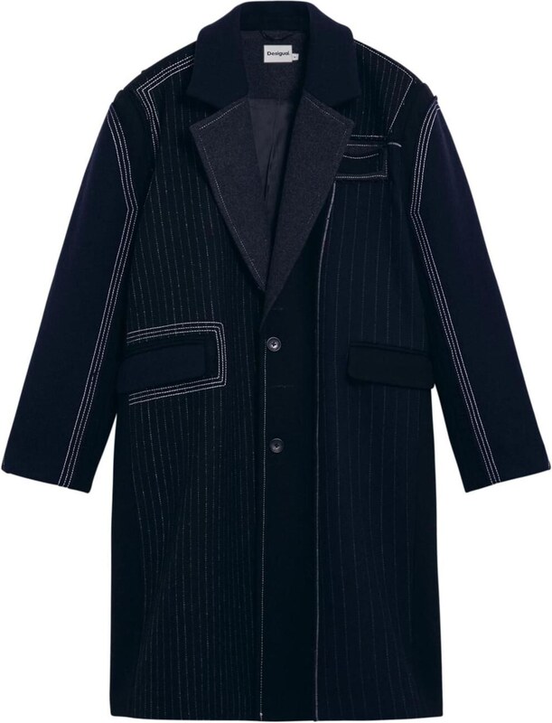 Desigual Kevad-sügismantel tumesinine / valge